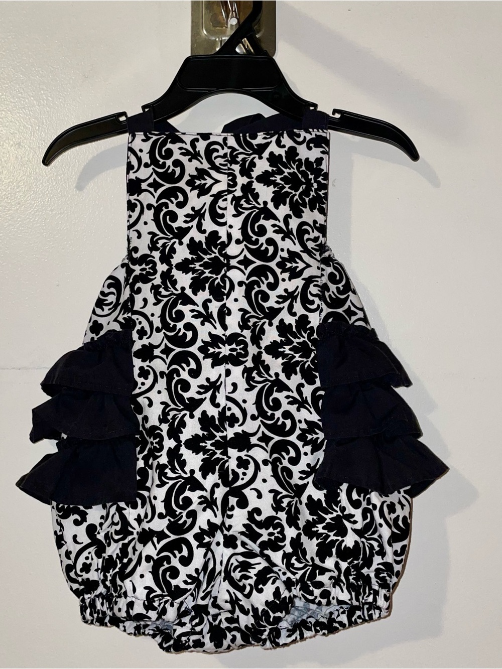 Black & White Floral Ruffle Bubble Romper